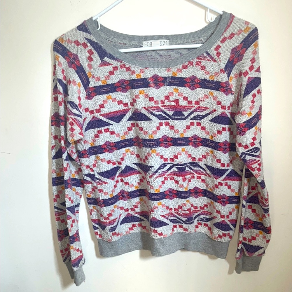 Bnwot!Forever21 Western Print Themed Crewneck Sweater Size M